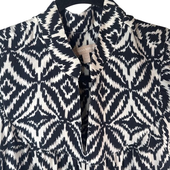 Banana Republic Navy Blue & White 12 Geometric Print Tunic Dress Polyester - Picture 5 of 16